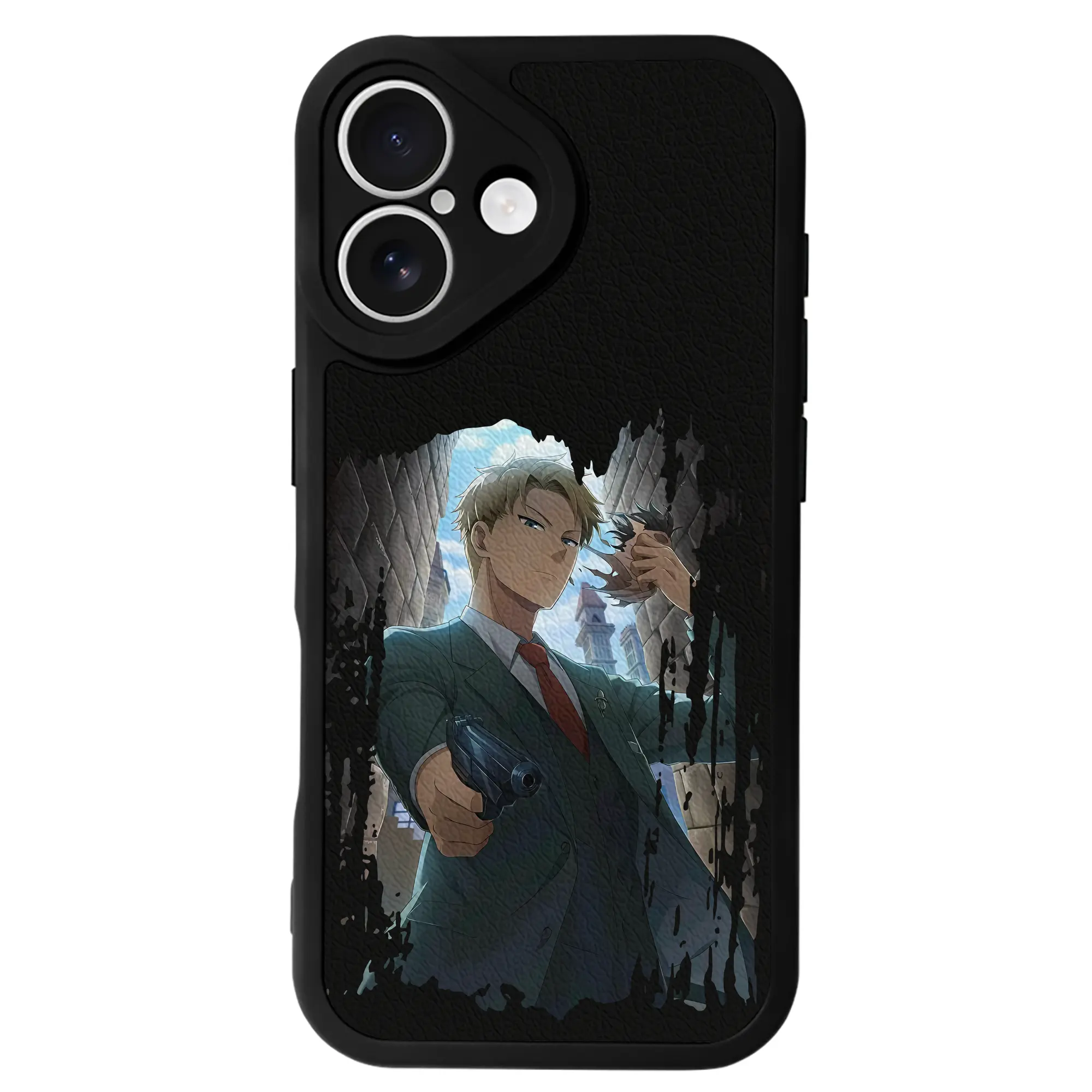 スパイファミリー グッズ,ロイド・フォージャー（Loid Forger） - IPhone 16シリーズ対応 ・ シリコンスマホケース ・ レザー調 ・ 高精度フィット ・ 耐衝撃 ・ ワイヤレス充電対応 ・ 精密カット